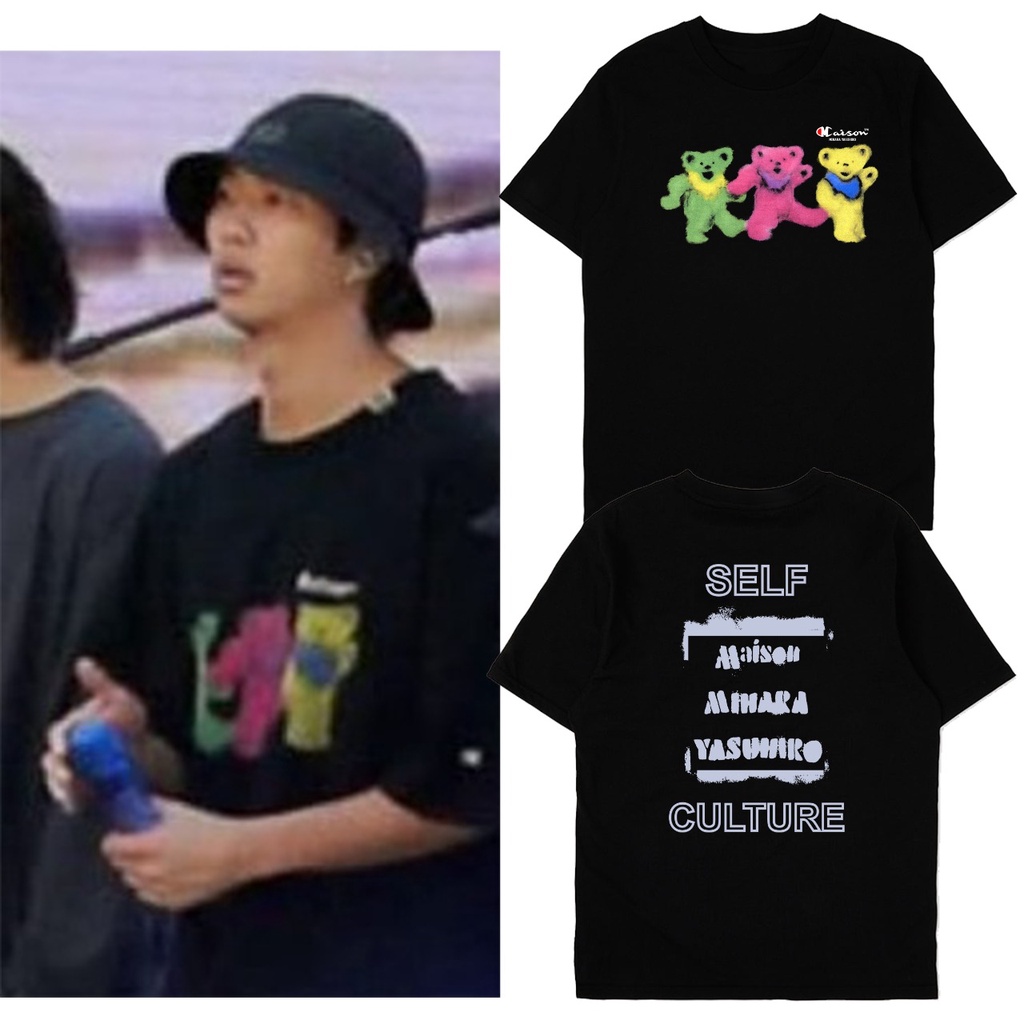 Kaos Bangtan RM 3 beruang hijau kuning pink