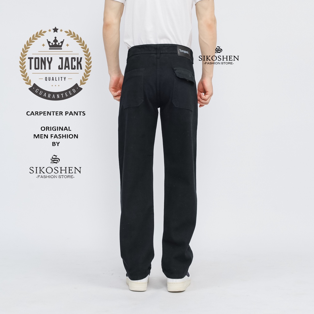 Celana Carpenter Pants Black TONY JACK | Celana Jeans Pria | Celana Baggy Pants | Fatigue Pants | Work Pants | Celana Oversize Pria