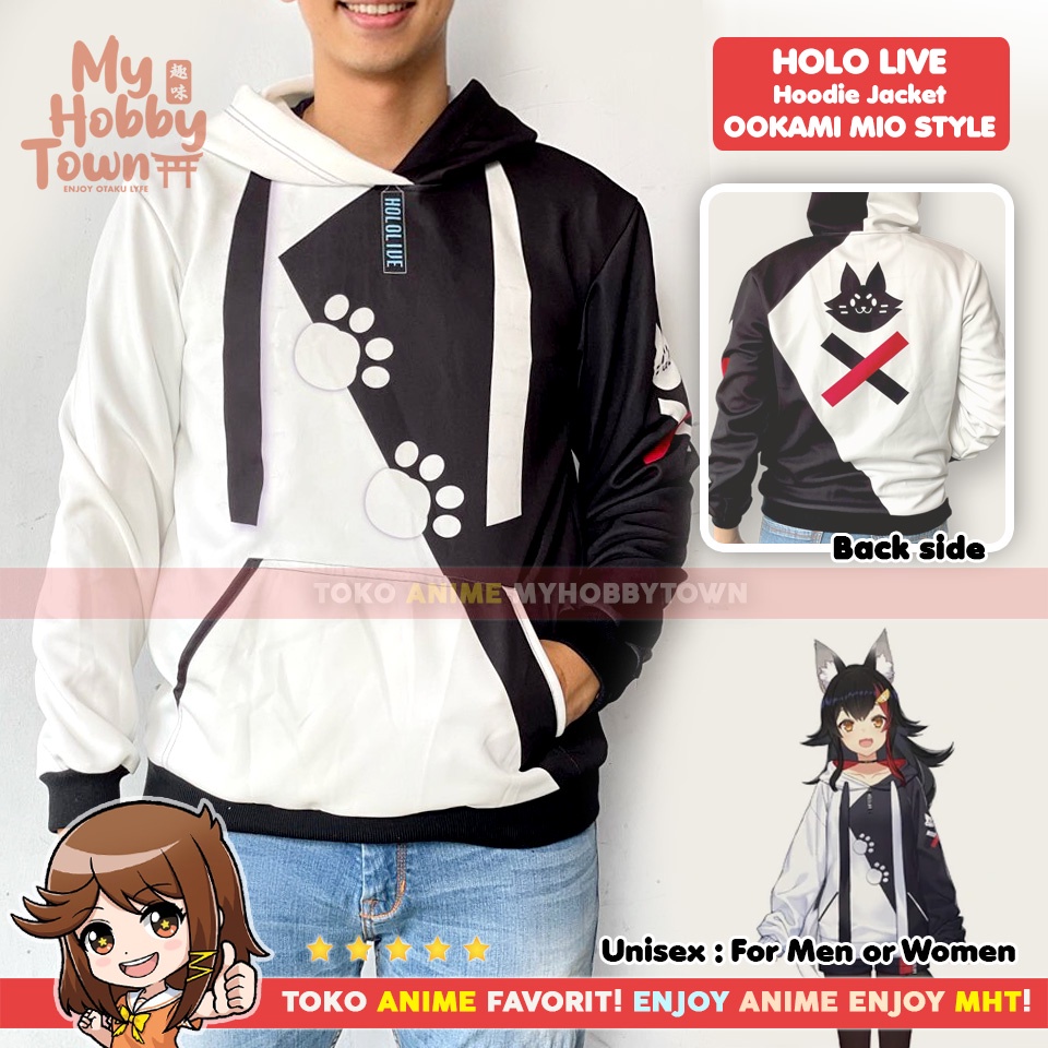 Jaket Hoodie Sweater Anime Holo Live Ookami Mio Impression Cosplay