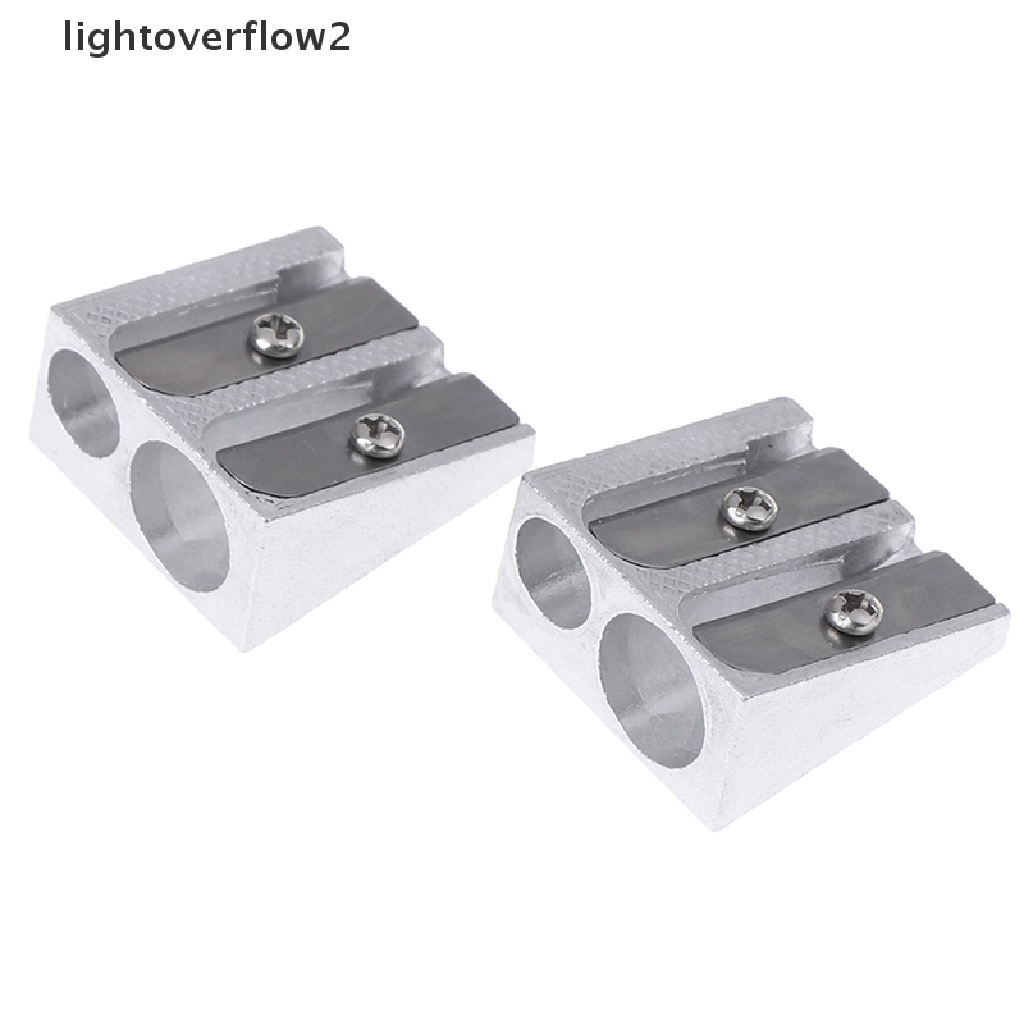 (lightoverflow2) 2pcs Rautan Pensil Lubang Ganda Bahan Aluminum Alloy