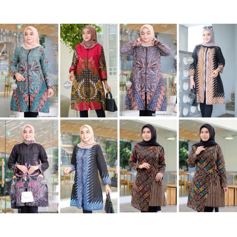 Tunik Batik Wanita Modern Model Motif Terbaru Seragam Guru Kantor