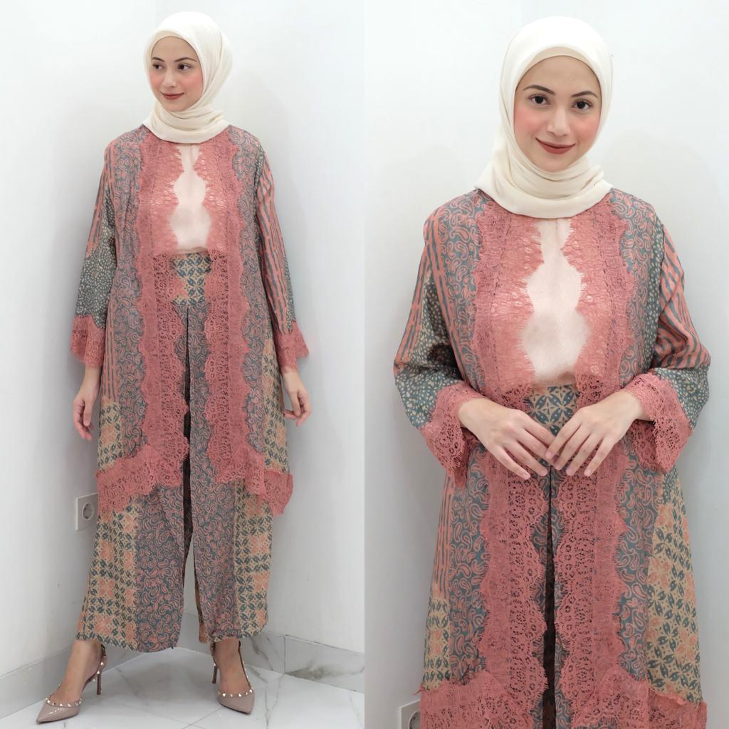 [SIAP KIRIM] ARUMI KIMONO LACE RENDA BATIK SET CELANA KULOT by SARAH THE LABEL (STL) - KODE 01 02 03