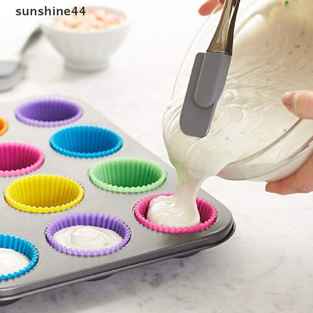 Sunshine 4Pcs Cetakan Cupcake / Muffin Bentuk Bulat Bahan Silikon