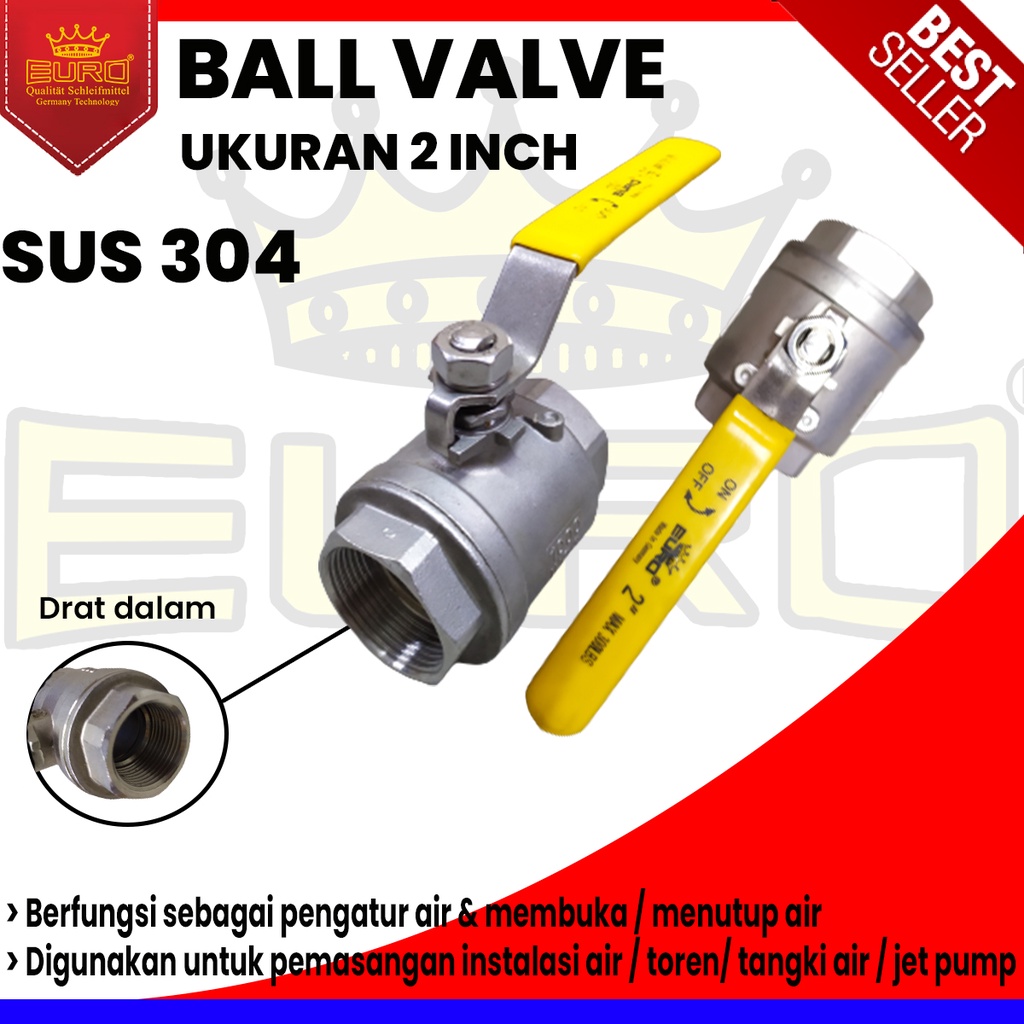 Ball Valve Stop Kran Keran Air Gas Brass Stainless Steel