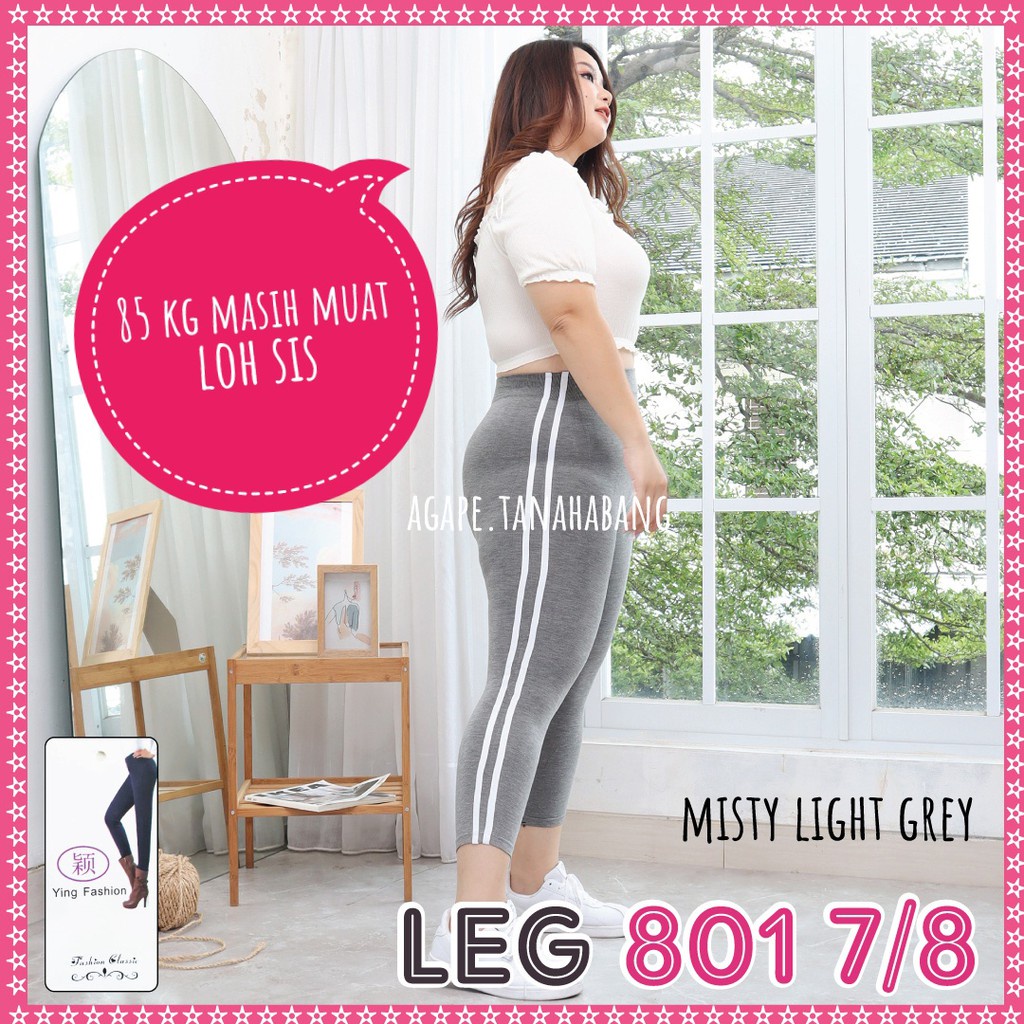 LEGGING STRIPE #801 Pendek / Legging stripe putih 7/8 - legging strips putih / Legging Wanita