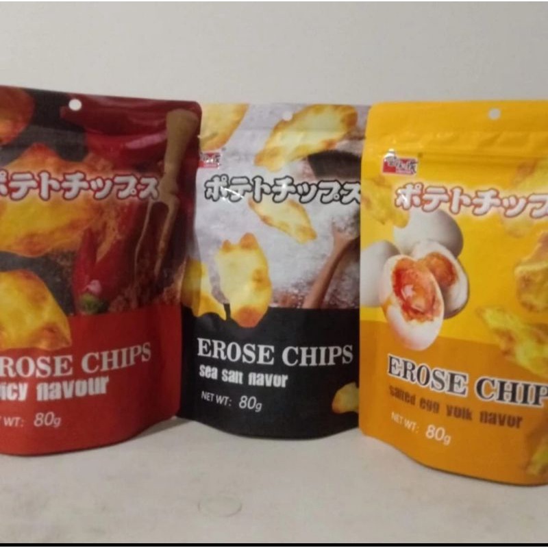 

Snack EROSE CHIP/Rasa Salted Egg, Spicy, Sea Salt. 80 gram.