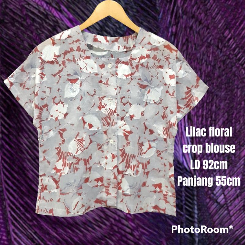 Lilac floral crop blouse