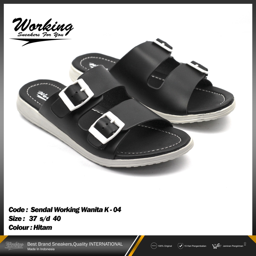 Sandal Wanita Slop Working K-04 Sandal Tali Slide Casual Sendal Cewek Slip On Nyaman Dipakai
