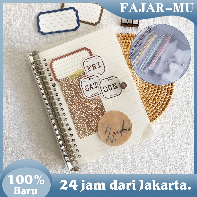 Jual Clear Cover Binder A5 20 Ring Loose Leaf Cover Binder A5 Transparan/Hitam Buku Binder A5