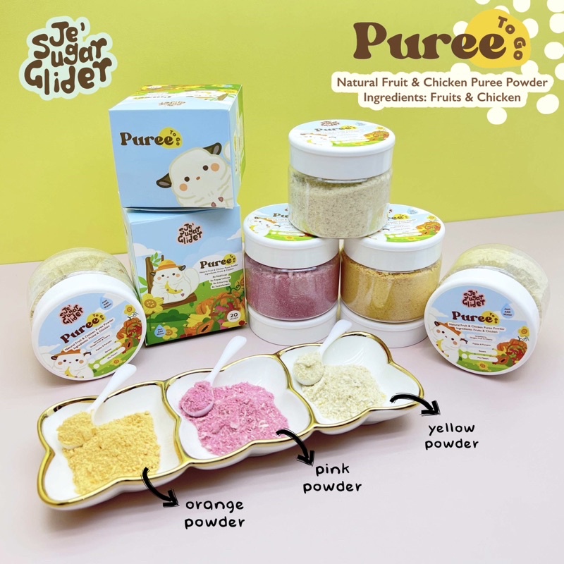 PUREE TO GO (JAR 60gr), Instant Puree Powder for Sugar Glider , Dog, Cat &amp; Small Pets