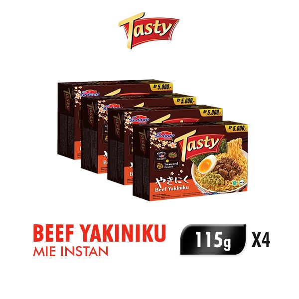 

NEW Sedaap Tasty Mie Instan Beef Yakiniku 129 gr x 4 pcs
