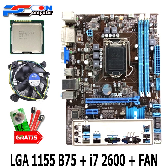 PAKET Motherboard Mainboard MOBO B75 SOKET 1155