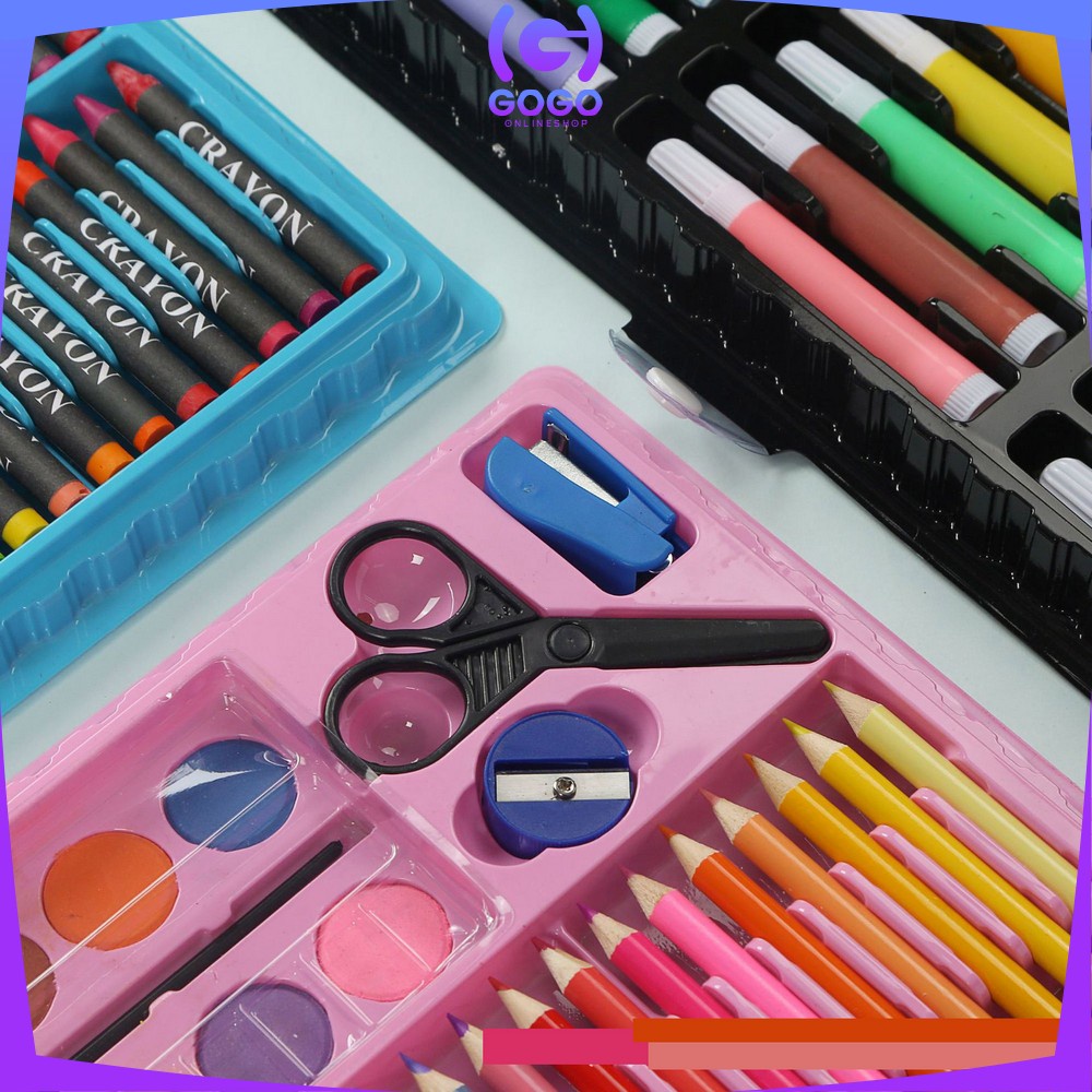 GOGO-A28 Crayon Set Pensil Warna Isi 150PCS / Alat Tulis Colouring Book / Peralatan Gambar Lukis Mewarnai Anak