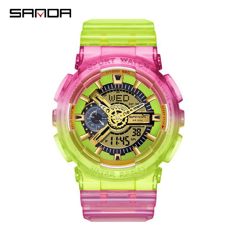 VIRAL SANDA 3125 Jam Tangan Pria Digital Analog Tali Rubber Shockproof Anti Air