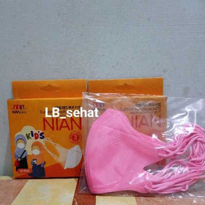 Masker Duckbill Anak Hijab Niancare Warna Pastel Pink Isi 10 Pcs 3 Ply Medis