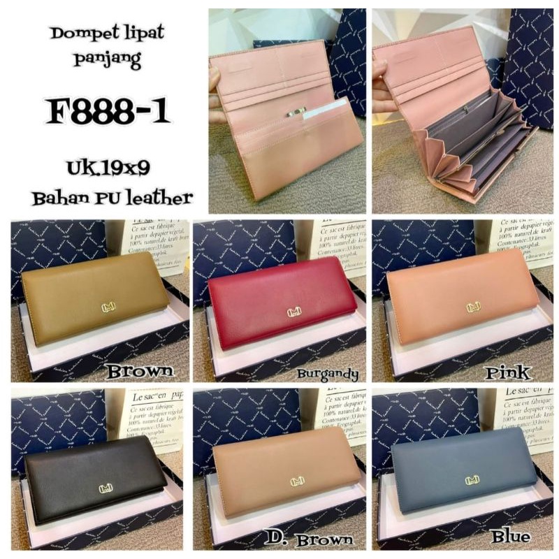 Dompet Lipat Panjang Wanita Kode F888-1 Size 19x9 Free Box