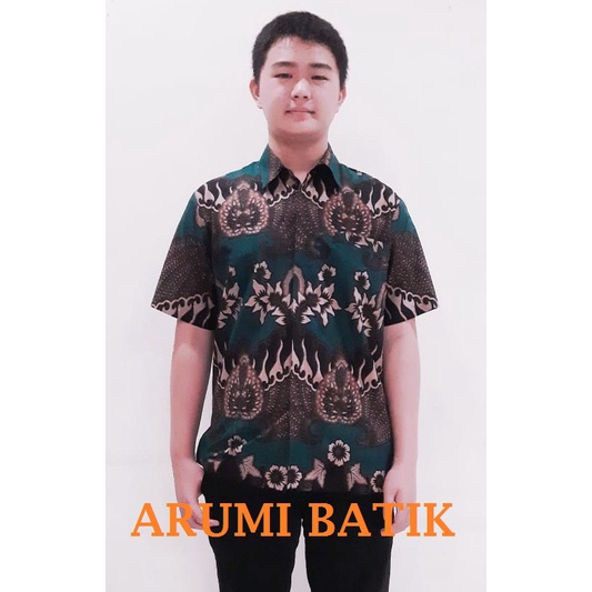 Kemeja Anak Laki Laki Perempuan Batik Seragam Sekolah TK SD 3124 Hijau