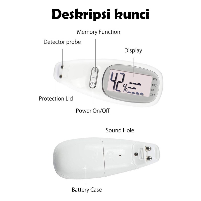 Digital Skin Analyzer Alat Ukur Tes Tester Kelembaban Oil Kelembutan Kulit Alat Deteksi Kulit Wajah Skincare Tools Alat Skincare