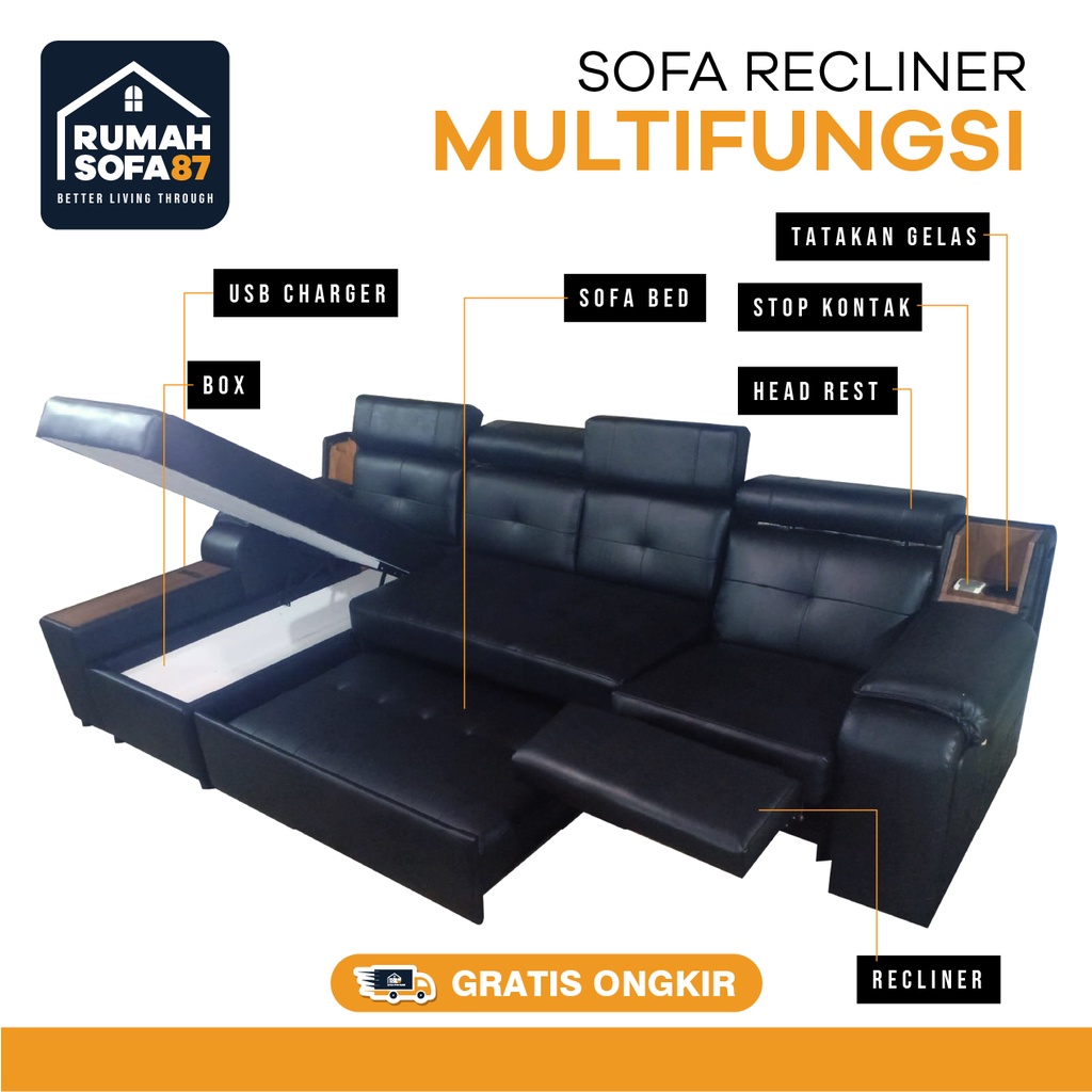 Sofa multifungsi storage / sofa recliner / sofa bed minimalis