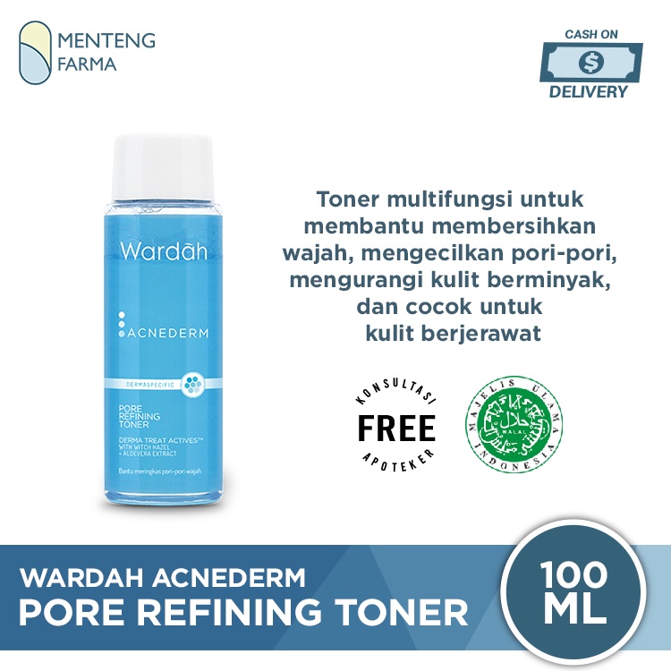 Wardah Acnederm Pore Refining Toner 100 mL - Toner Untuk Mengecilkan Pori-Pori