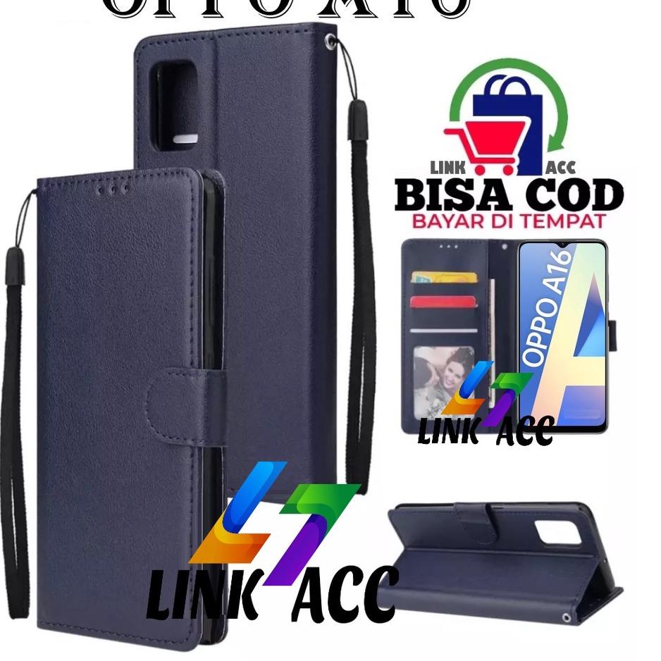 Termurah NEW CASE FLIP OPPO A16 LEATHER CASE PREMIUM-FLIP WALLET CASE KULIT UNTUK OPPO A16 - CASING 