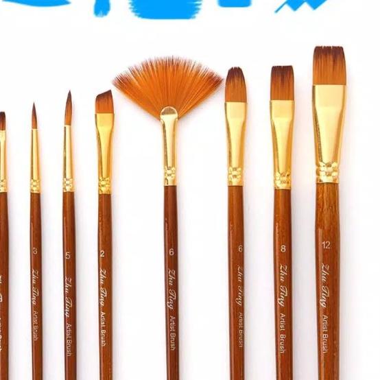 

Kuas Lukis Cat Air Akrilik Set 10 pcs Oil Paint Brush - Putih