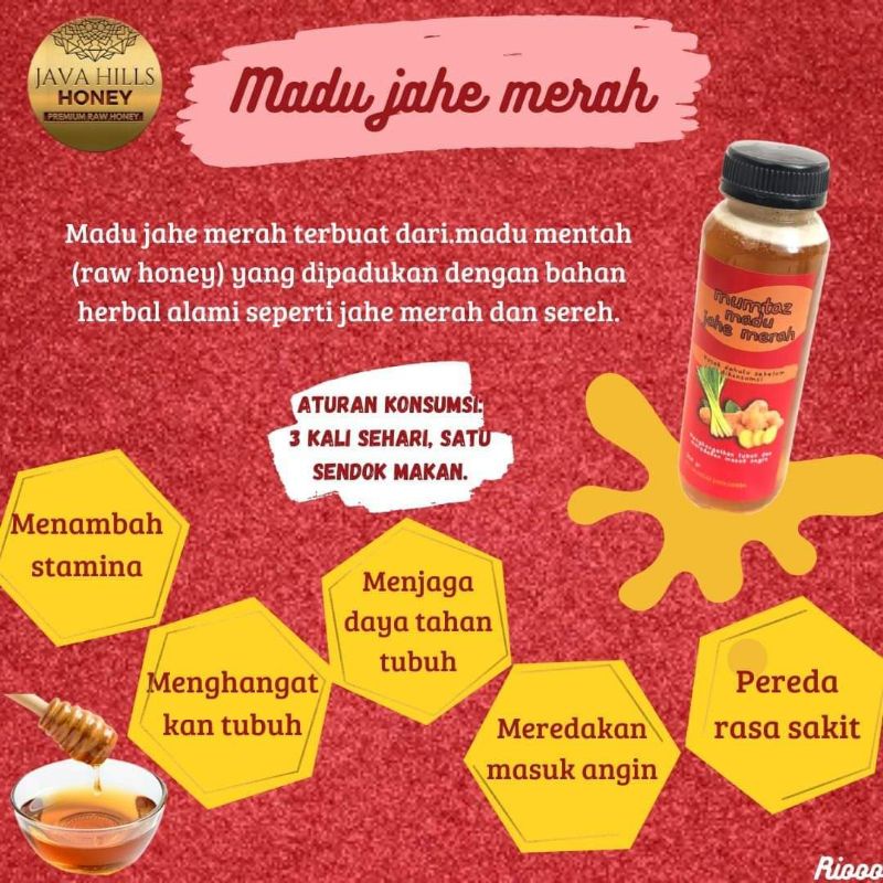 

MADU JAHE MERAH BY JAVAHILL RAW HONEY