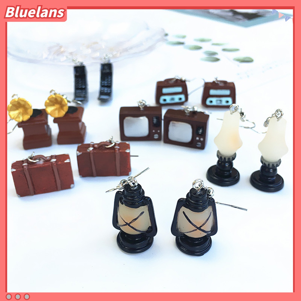 Anting Kait Gantung Wanita Desain Phonograph Radio Gaya Vintage Untuk Hadiah