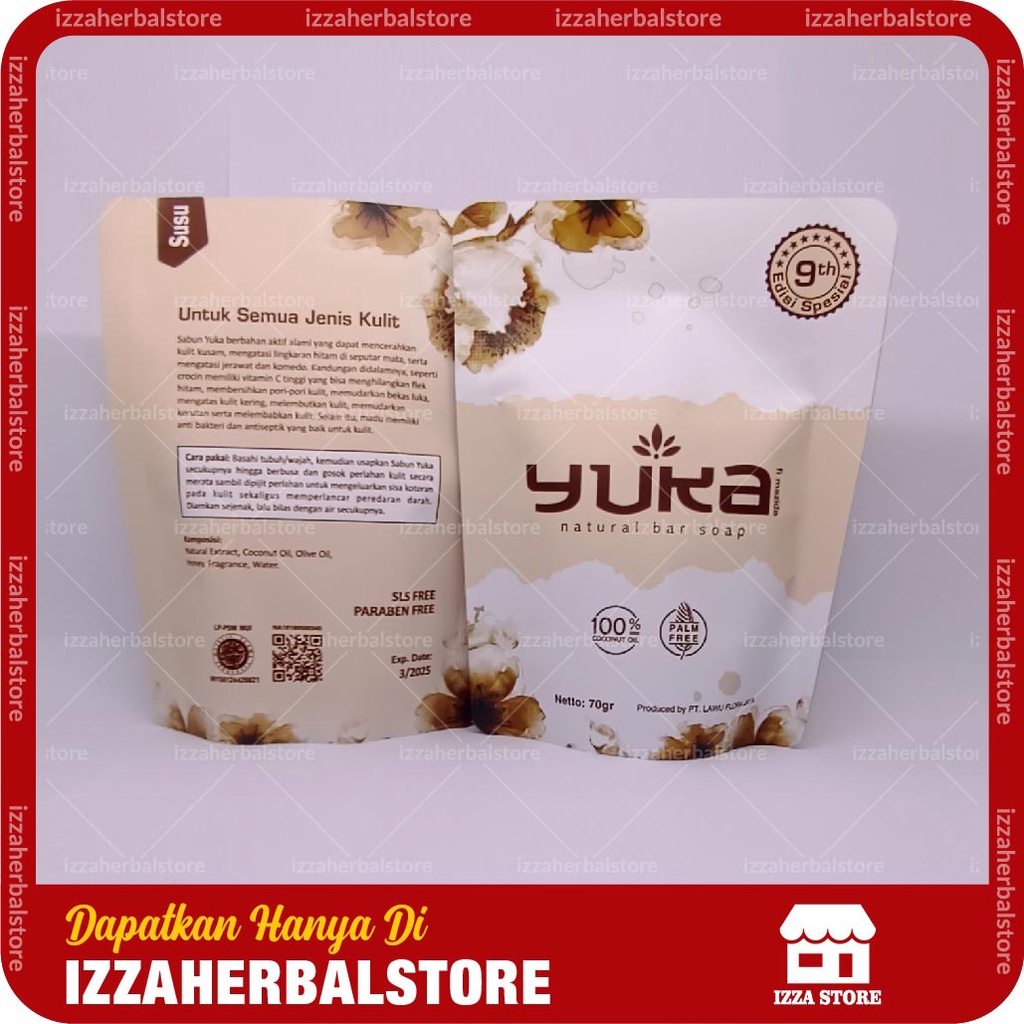 Sabun Pemutih Wajah Badan Pria Wanita YUKA Natural Bar Soap Varian BERAS Dan SUSU Habbats Bidara ORIGINAL ASLI BPOM