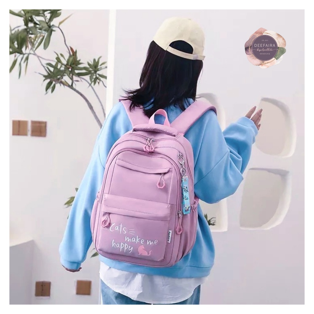 Tas Ransel Anak Perempuan Model Cats Happy Ko1 Tas Sekolah Khusus Untuk Anak SD SMP Dan SMA