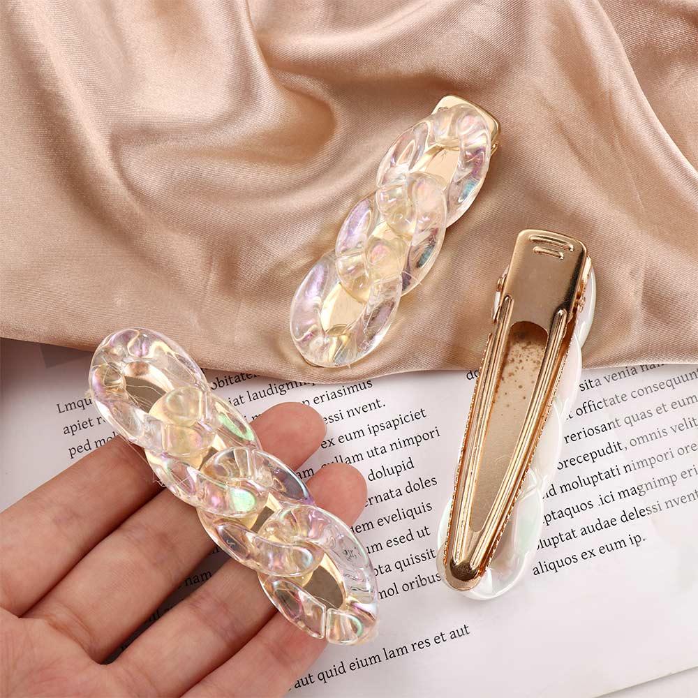 Needway   Rantai Kristal Jepit Rambut Manis Perempuan Hiasan Kepala Kepala Memakai Klip Samping Wanita Hairpin