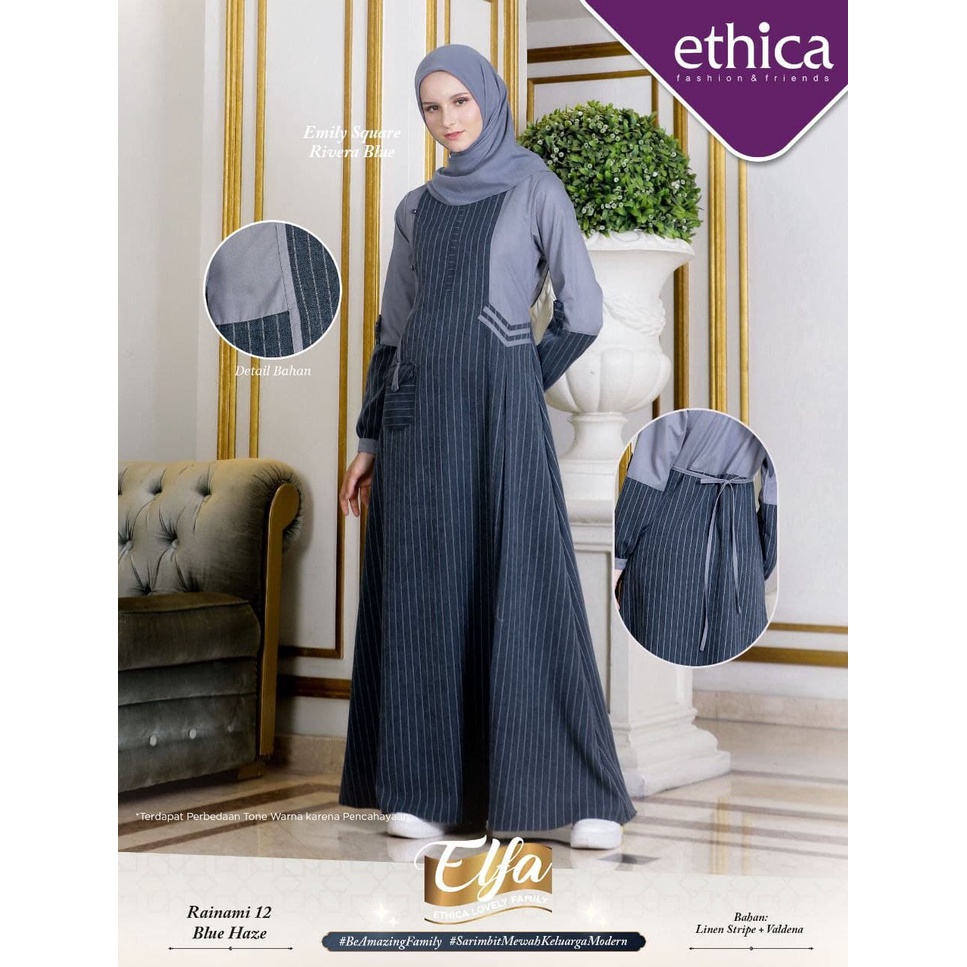Ethica gamis dewasa muslim Rainami 12 bahan premium berkualitas sarimbit 255, 256, 143