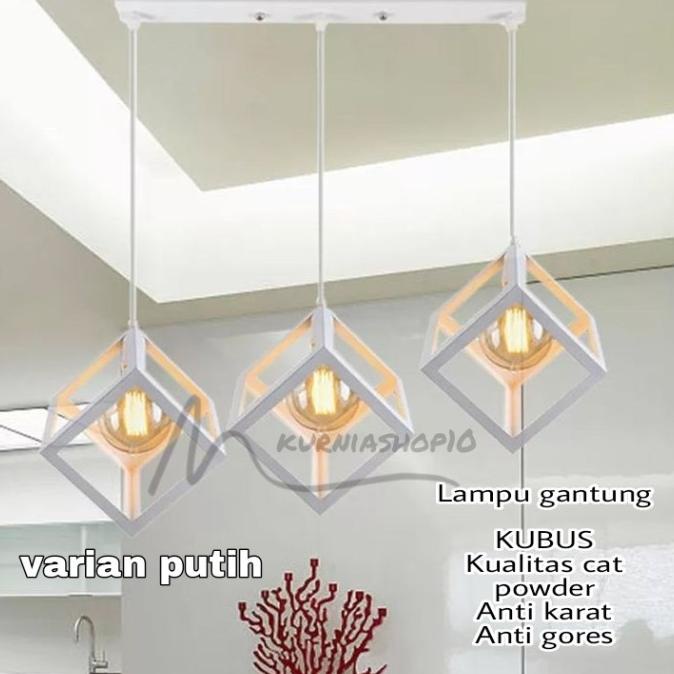 Lampu Gantung Plafon Minimalis Ruang Tamu Indoor Cafe 3 In 1 Putih Rildanshop