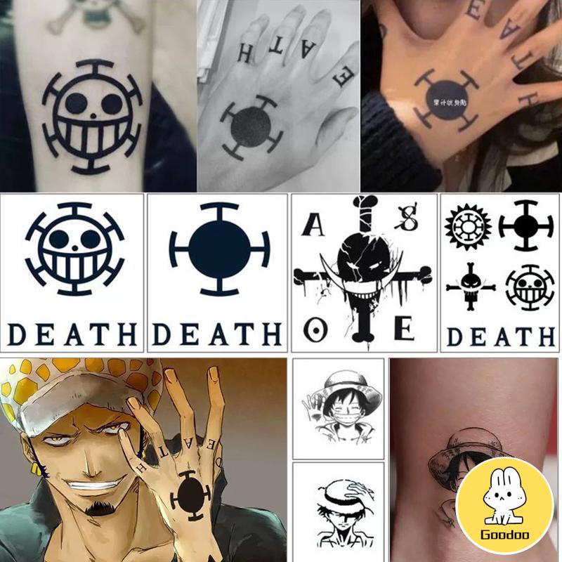 Stiker tato Halal Tato temporary kartun Anime satu potong topi jerami Luffy tahan tahan lama stiker tato -Doo