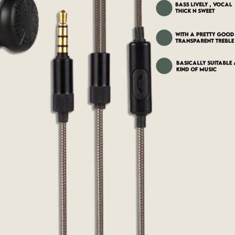 KGIS P1 HiFi Sound Bass Earphone Durable Cable Headset With Mic - Hitam