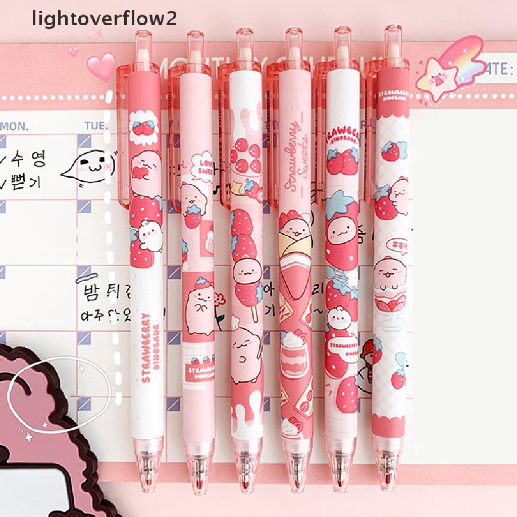 (lightoverflow2) 1 / 6 Pcs Pulpen kawaii Gaya Korea Untuk Sekolah