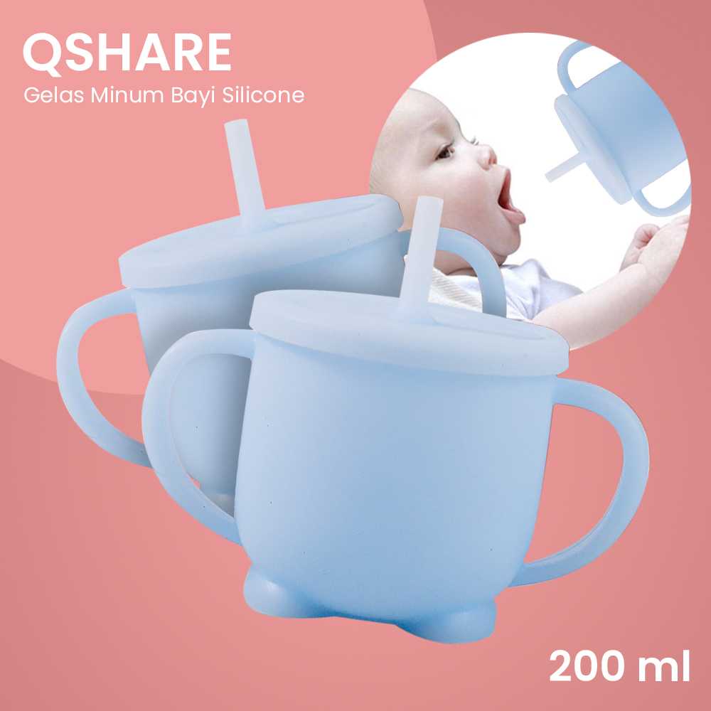 Qshare Gelas Minum Bayi Silicone Baby Glass 200ml