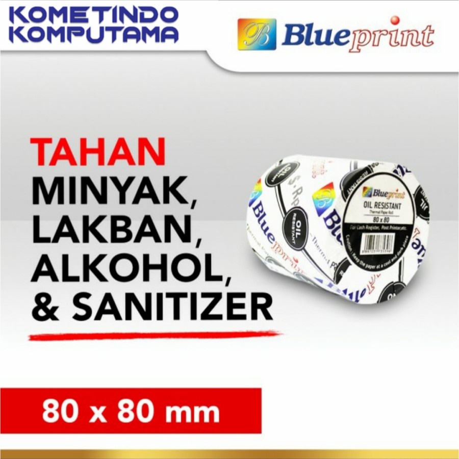 Oil 80x80 Kertas Struk TAHAN LAKBAN 80 x 80 BLUEPRINT Thermal Oil 80x80 mm 1Roll