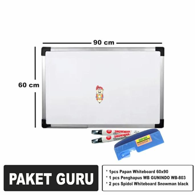 

(COD) PAKET 1pcs papan WB 60x90 cm + 2 pcs spidol WB + 1 pcs penghapus WB EKSLUSIF Kode 82