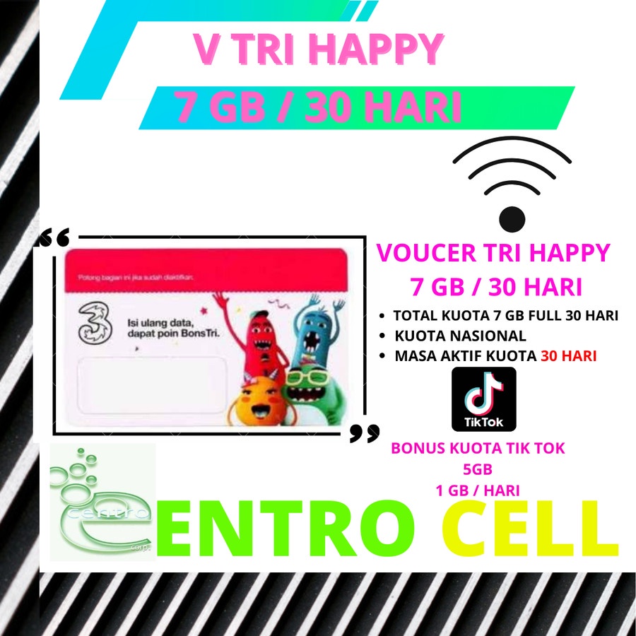 VOUCER DATA TRI HAPPY 7 GB 30 HARI