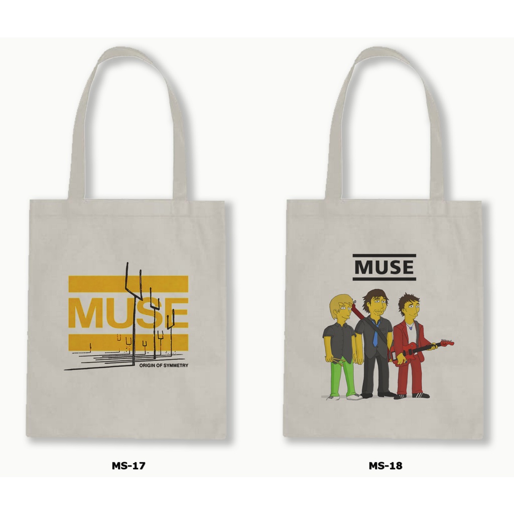 Tas Tote Bag Resleting Kanvas/Blacu  - Muse 1