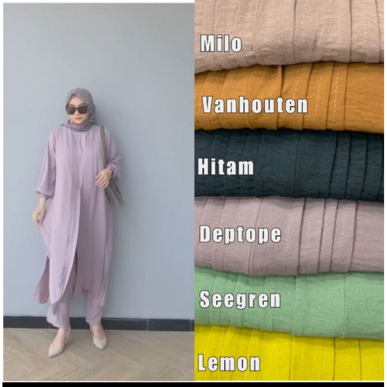 COD SETELAN  ALISA POLO LINEN SETELAN KEKINIAN SETELAN IMPORT SETELAN HITS