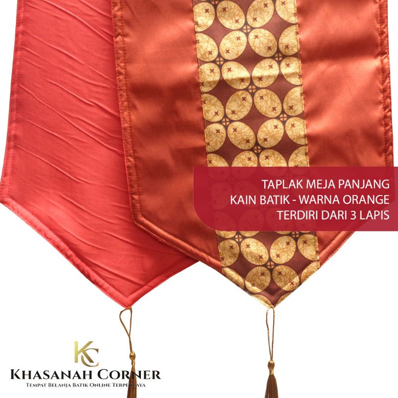 Taplak Meja Panjang Runner Table Cloth Cover Persegi Kain Batik Satin Lurik Tenun Katun Warna Coklat