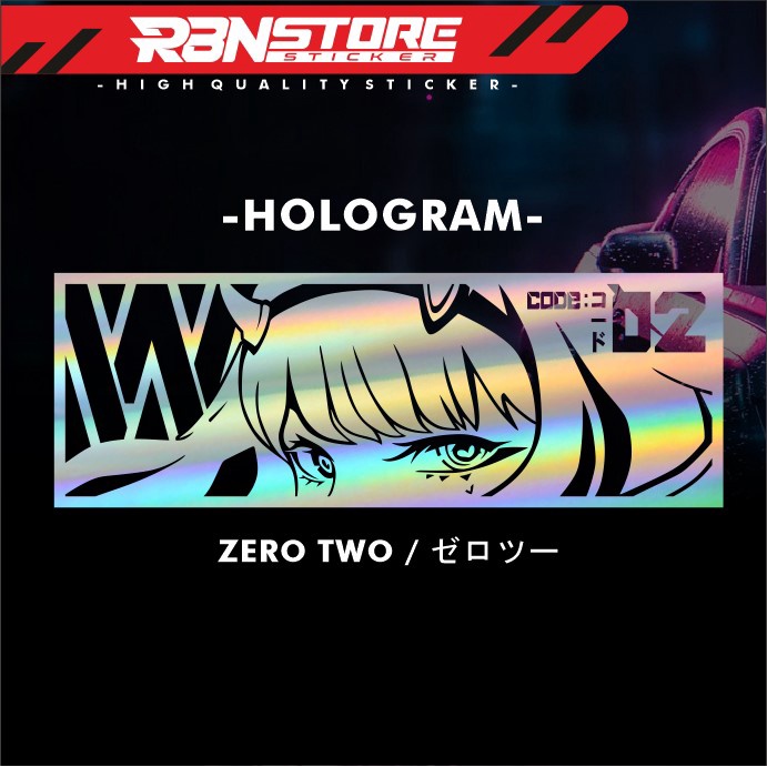 STIKER ANIME ZERO TWO DARLING UNTUK MOTOR DAN MOBIL CUTTING STICKER WARNA SOLID DAN HOLOGRAM RBN