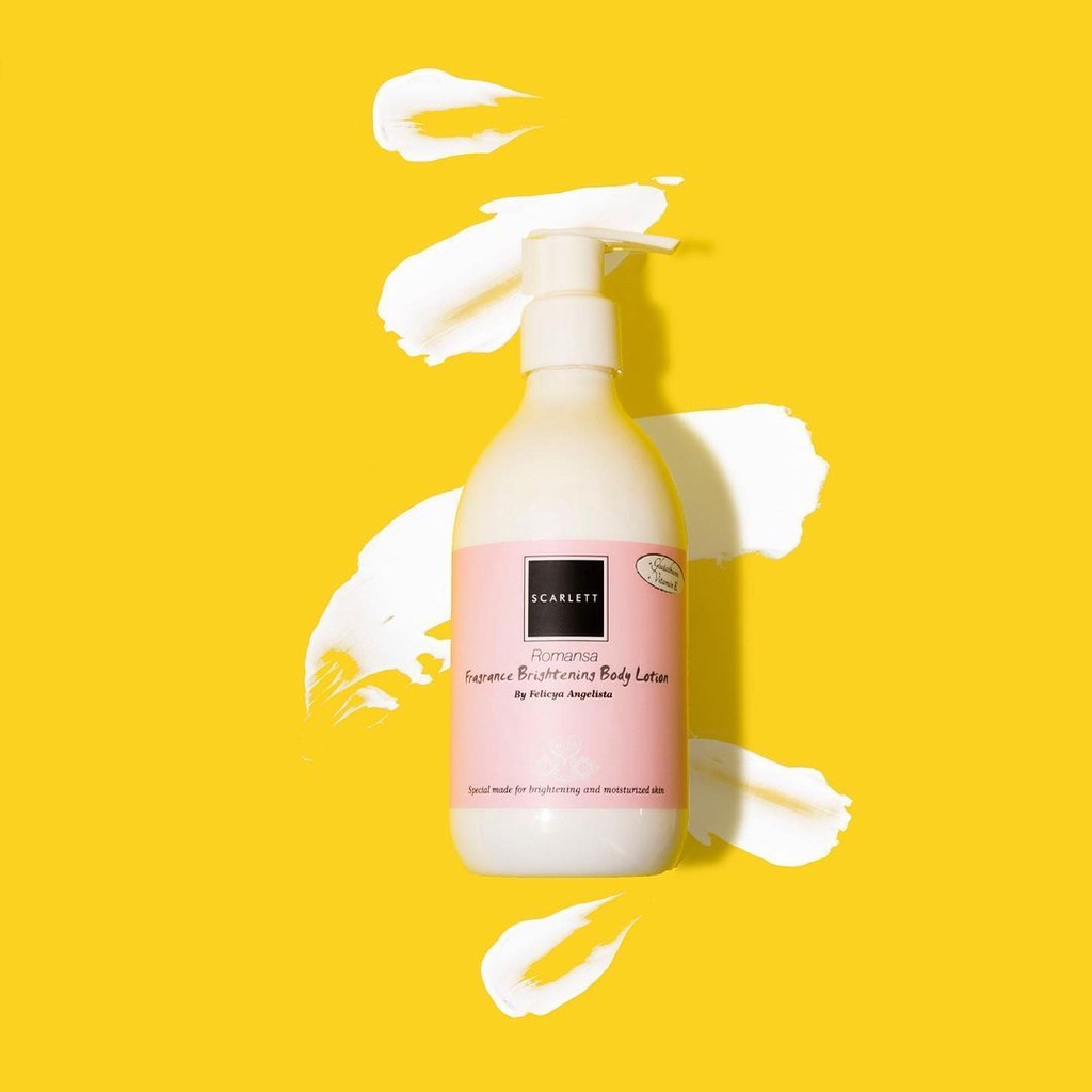 Paket 2 in 1 Body Care Scarlett Whitening Shower Scrub Pomegrante + Body Lotion Romansa Rumah Cantik 354 Perawatan Tubuh