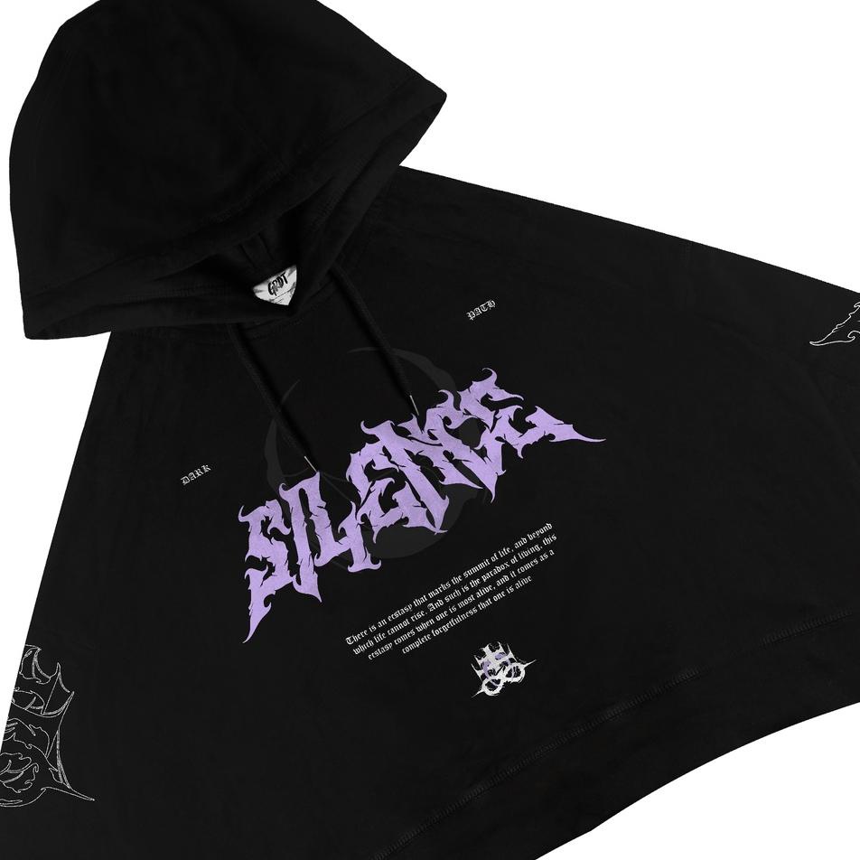 Rekomendasi GRDT Silence Hoodie Oversize Crop Top Black