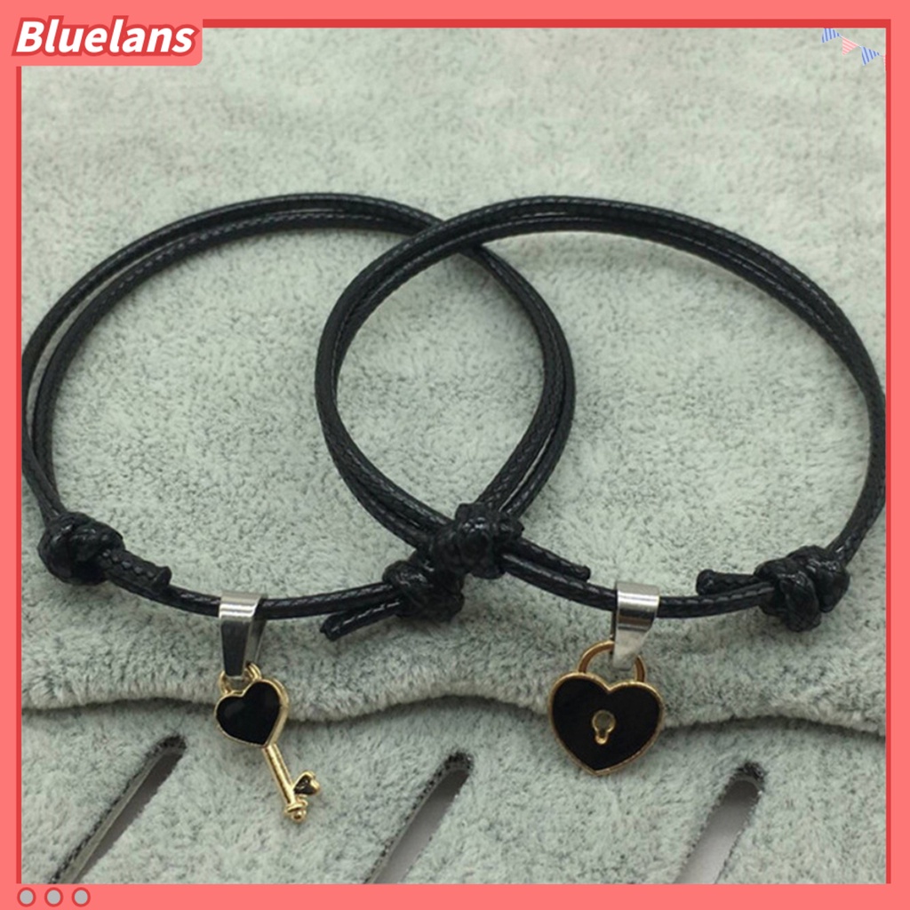 Bluelans 1pc Gelang Rantai Liontin Kunci Hati Untuk Pasangan