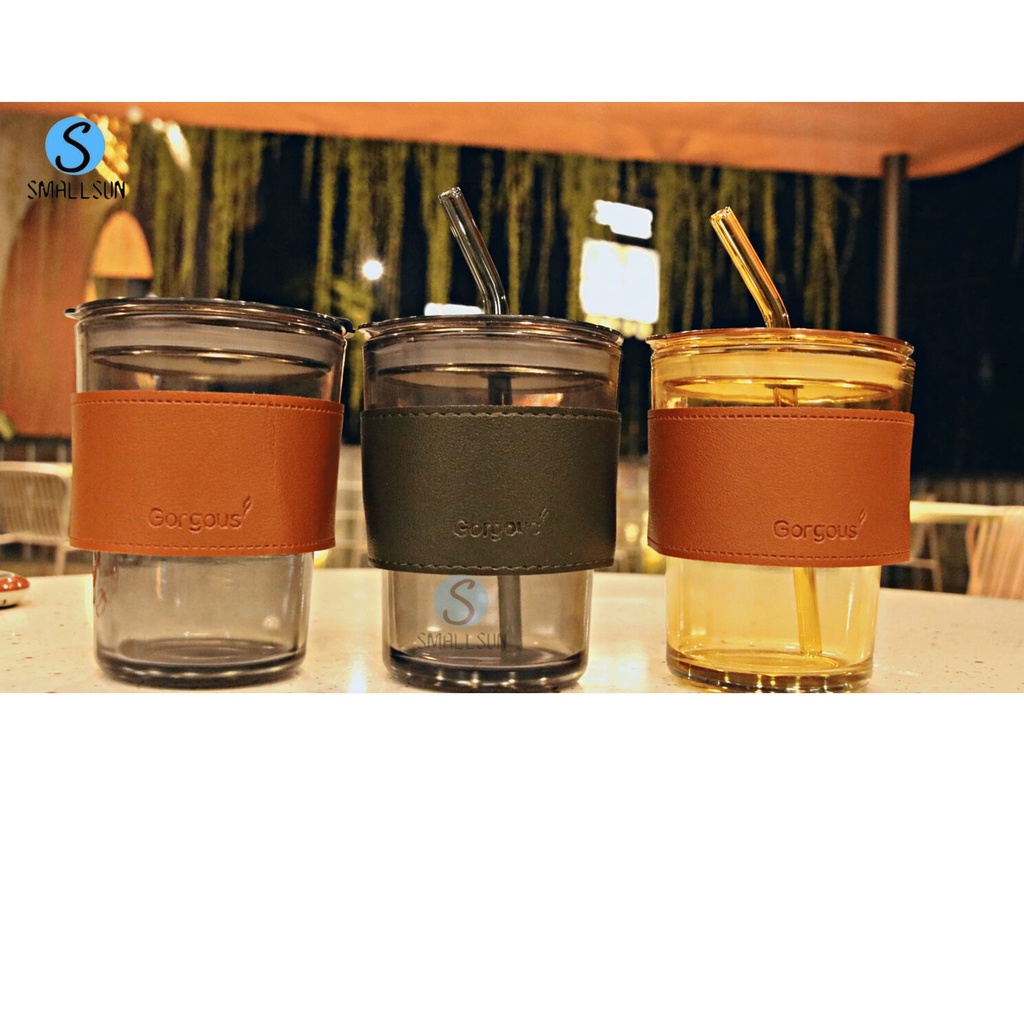 Gelas Sedotan 420ml Glass Kopi Tumbler Kaca Milk Cup bz2001