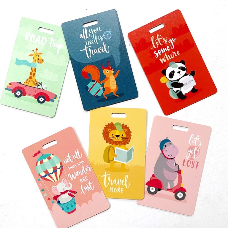 Bagtag Travel Luggage Tag Gantungan tas koper 3pcs gambar animal lucu bahan PVC