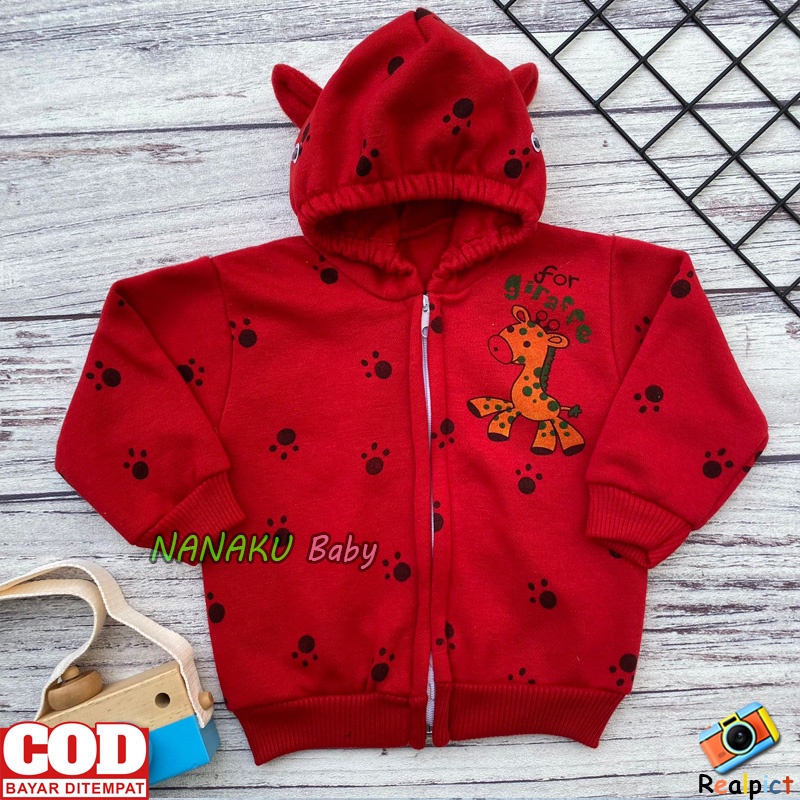 Jaket Bayi Sweater Mantel Bayi Hangat Kupluk Kuping Anak Usia 0-6 Bulan Anababy